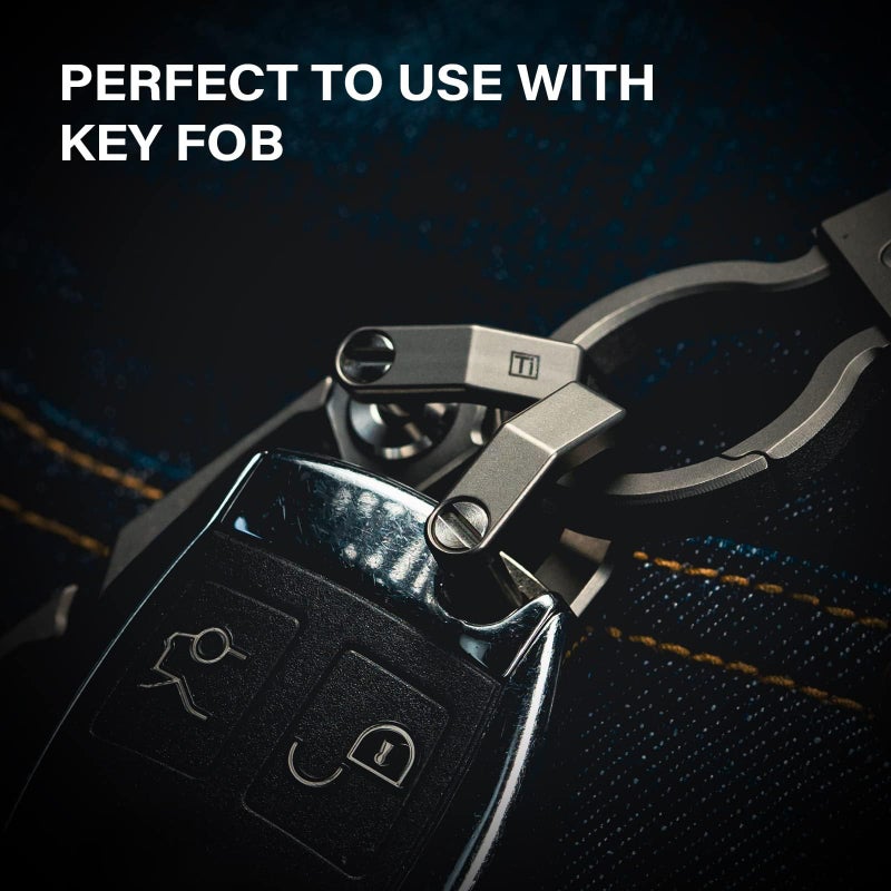MecArmy CH2 Titanium D Shape Heavy Duty Key Ring, Key Fob Holder Keychain with Screw Shackle for Car Keys Purseï¼ˆS/M/L - Blue, S - Image 4